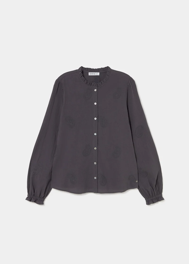 Embroidered long-sleeve blouse
