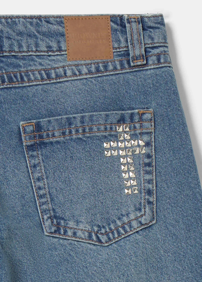 Cross-studded jeans