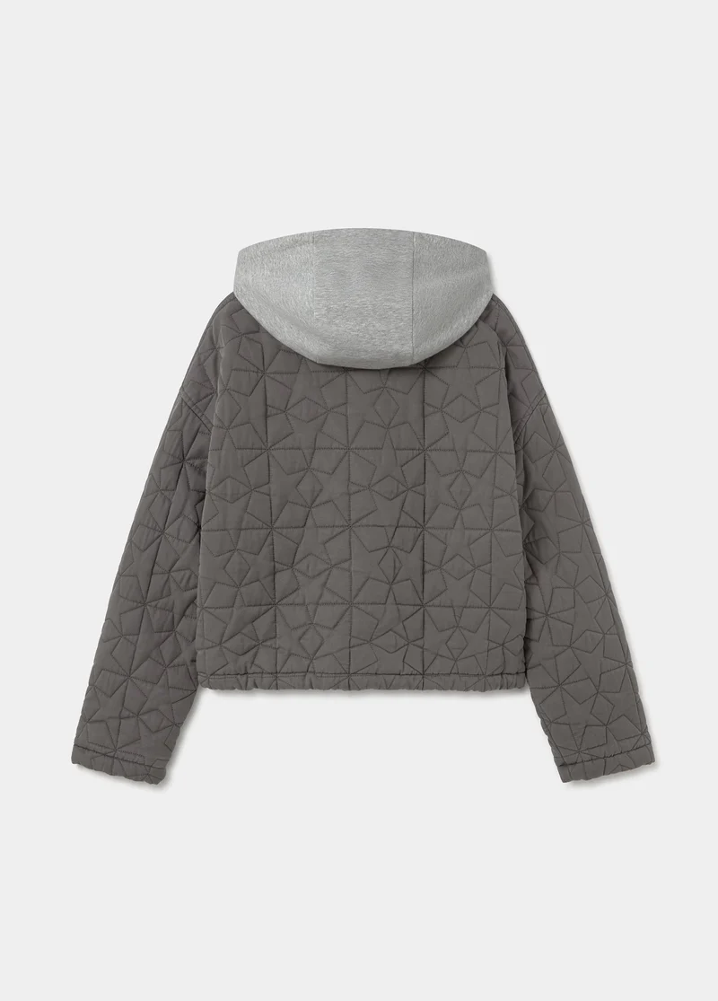 Washed-effect star and hooded jacket