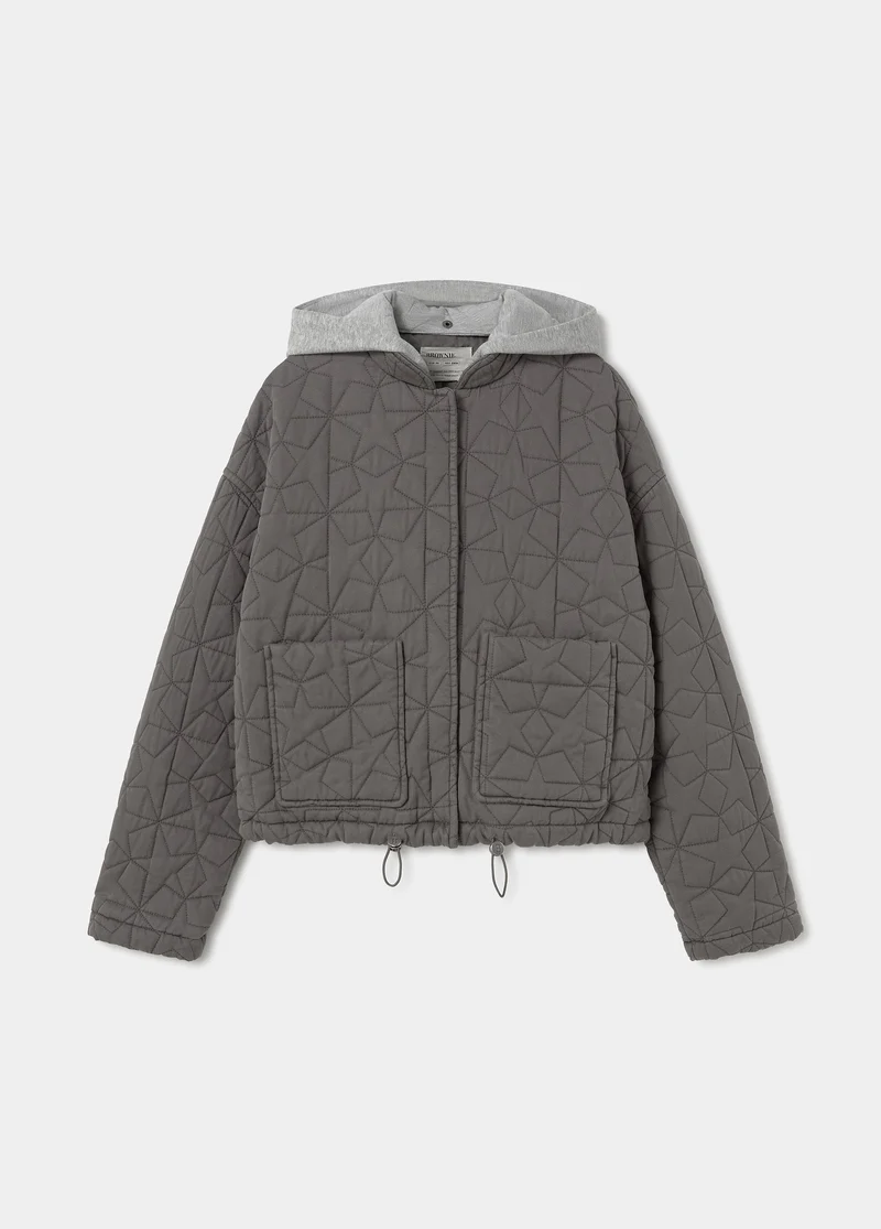 Washed-effect star and hooded jacket