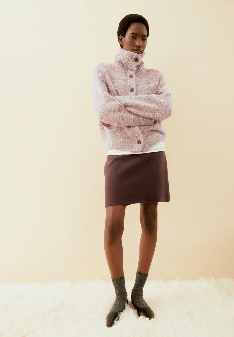 MOULINÉ BRUSHED STRICKJACKE | velvet ember-oatmilk