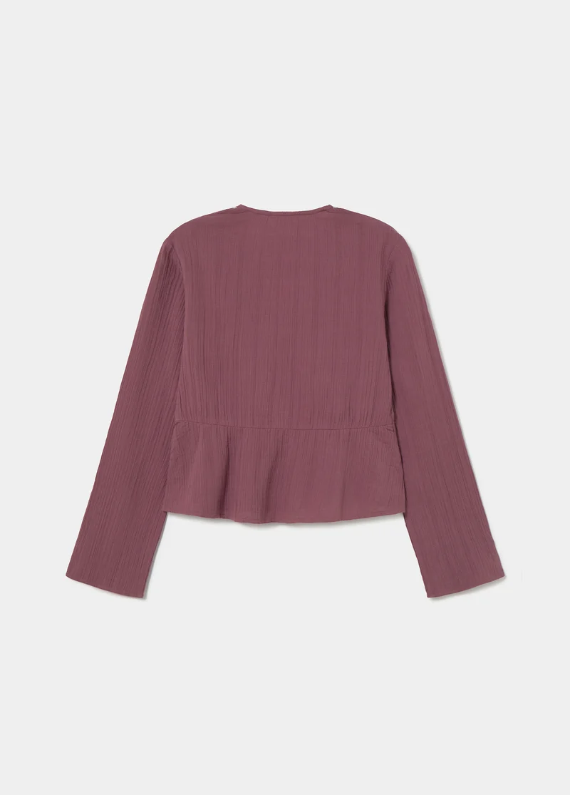 Long-sleeve studded blouse