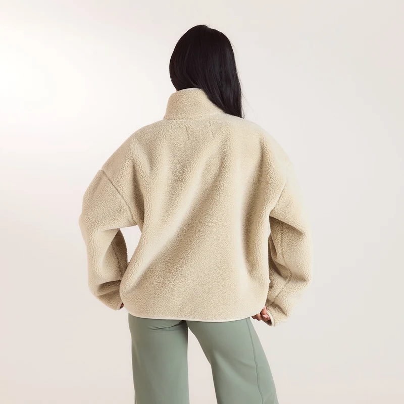 Borg-Jacke mit Reißverschluss - Crèmefarbe