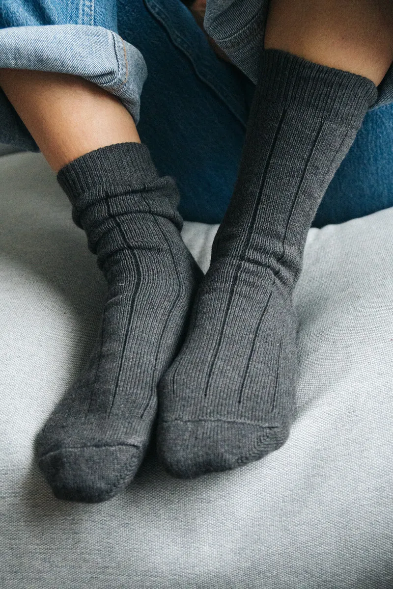 2 Paar Grobstricksocken Bio-Baumwolle Anthrazit