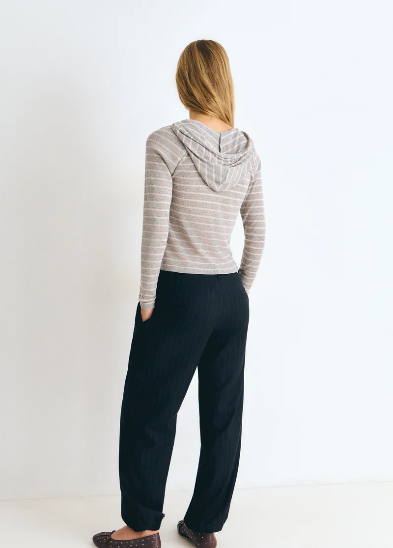Striped hooded T-shirt
