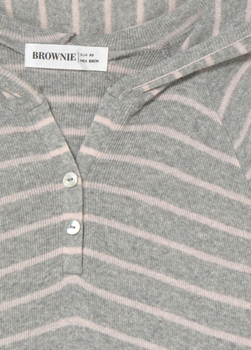 Striped hooded T-shirt