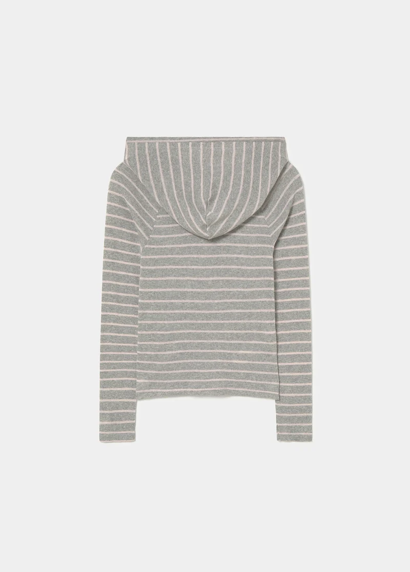 Striped hooded T-shirt