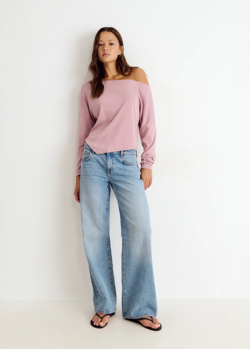 Studded V-neck T-shirt