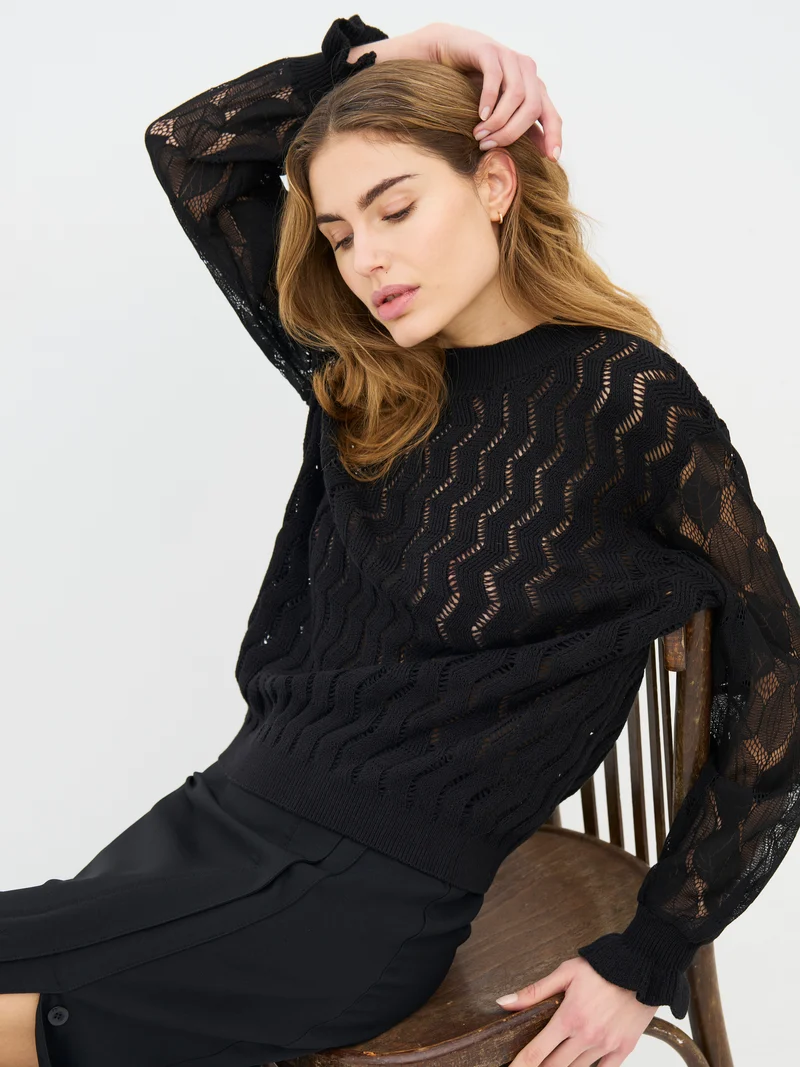 ELMA Bluse Gestrickt - Schwarz