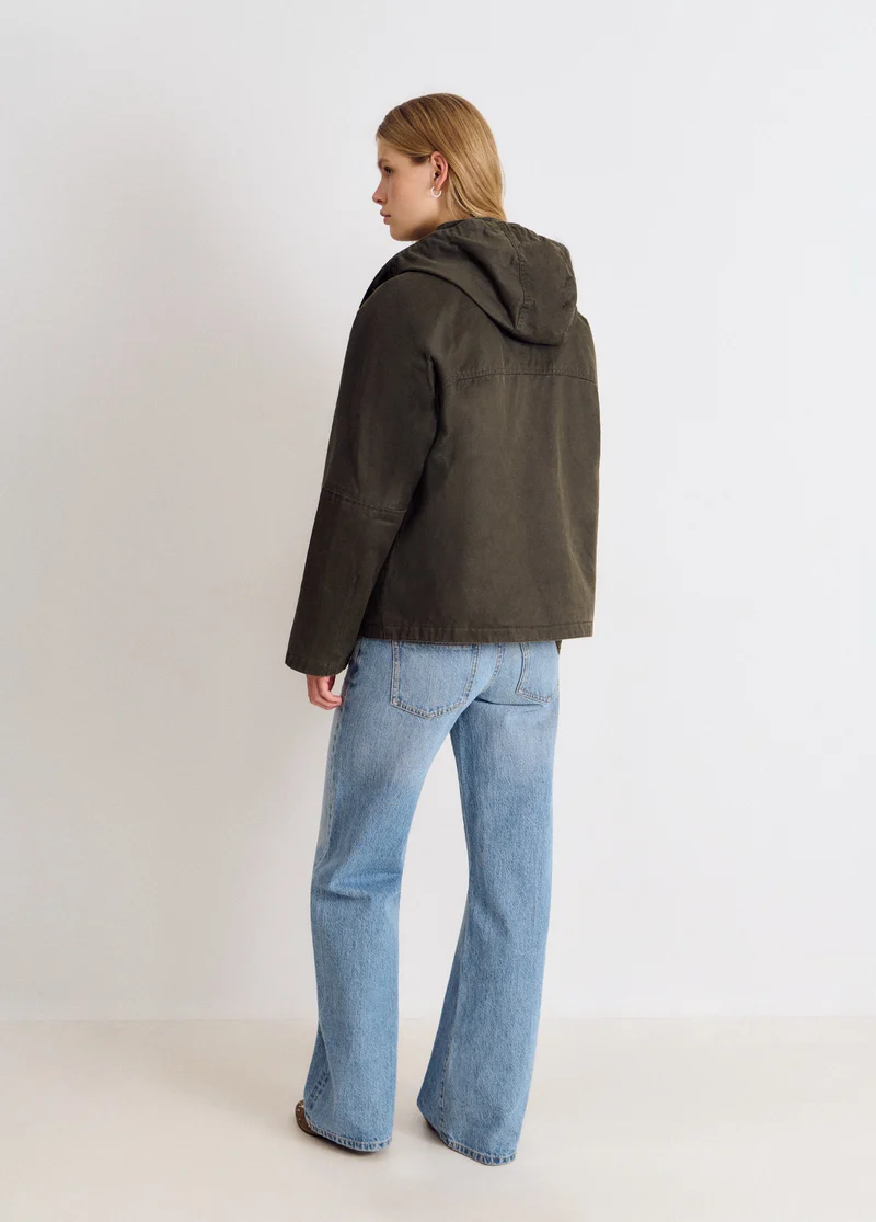 Waxed hooded jacket