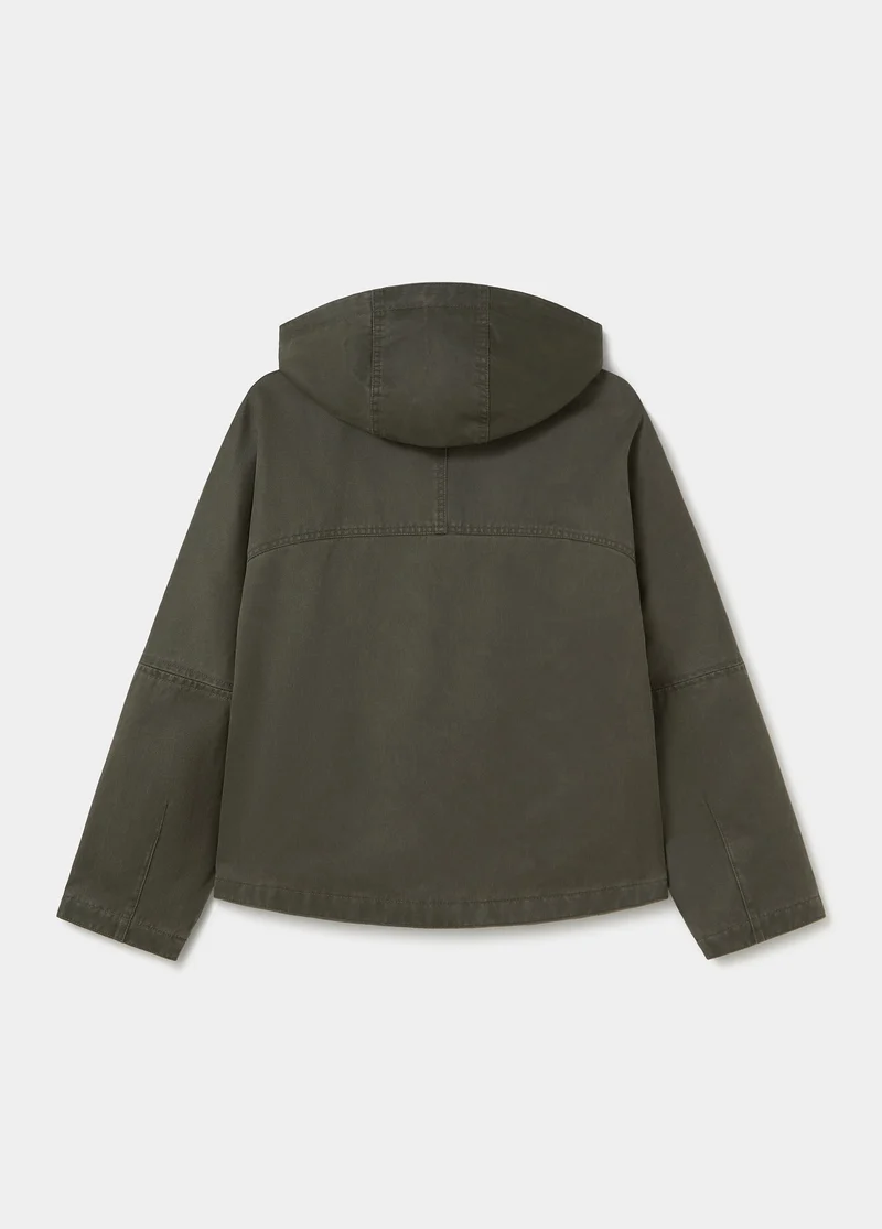 Waxed hooded jacket