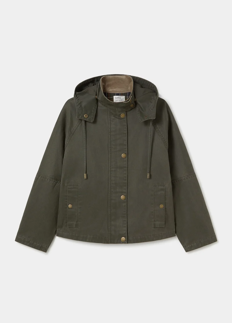 Waxed hooded jacket