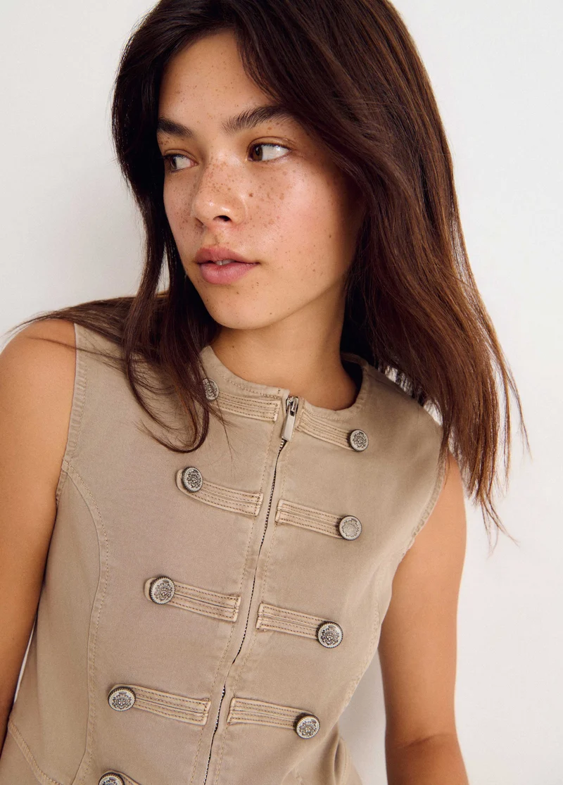 Short-sleeve button-up top