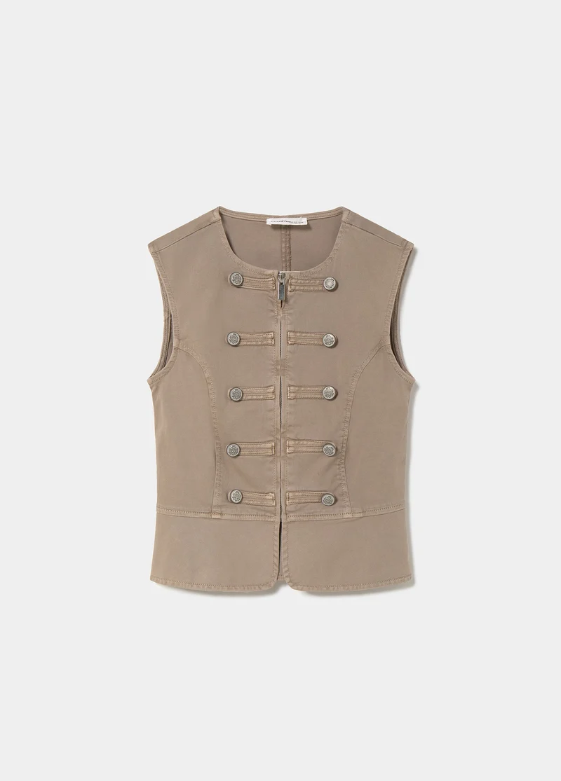 Short-sleeve button-up top