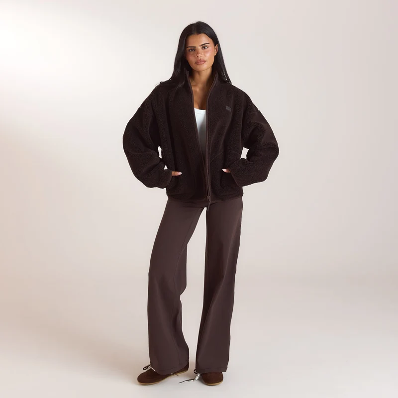 Borg-Jacke mit Reißverschluss - Schokolade