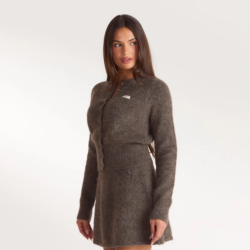 Tailierte Strickjacke - Aschbraun