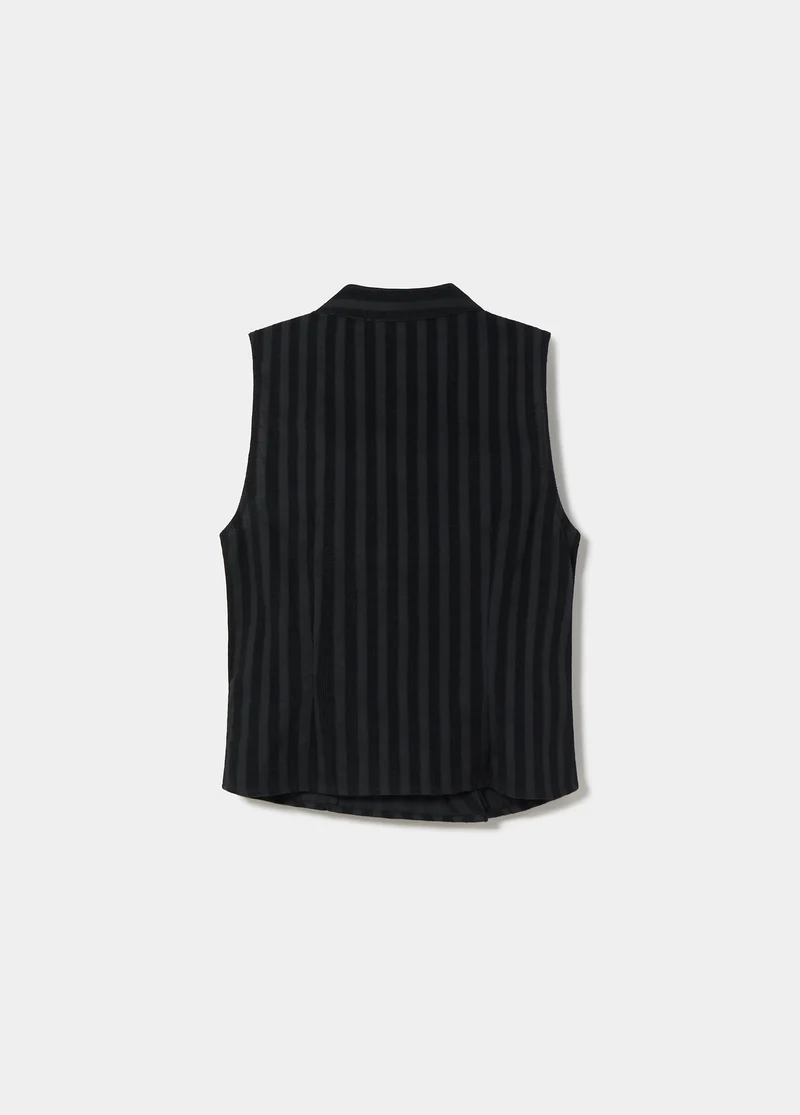 Corduroy striped button-up top
