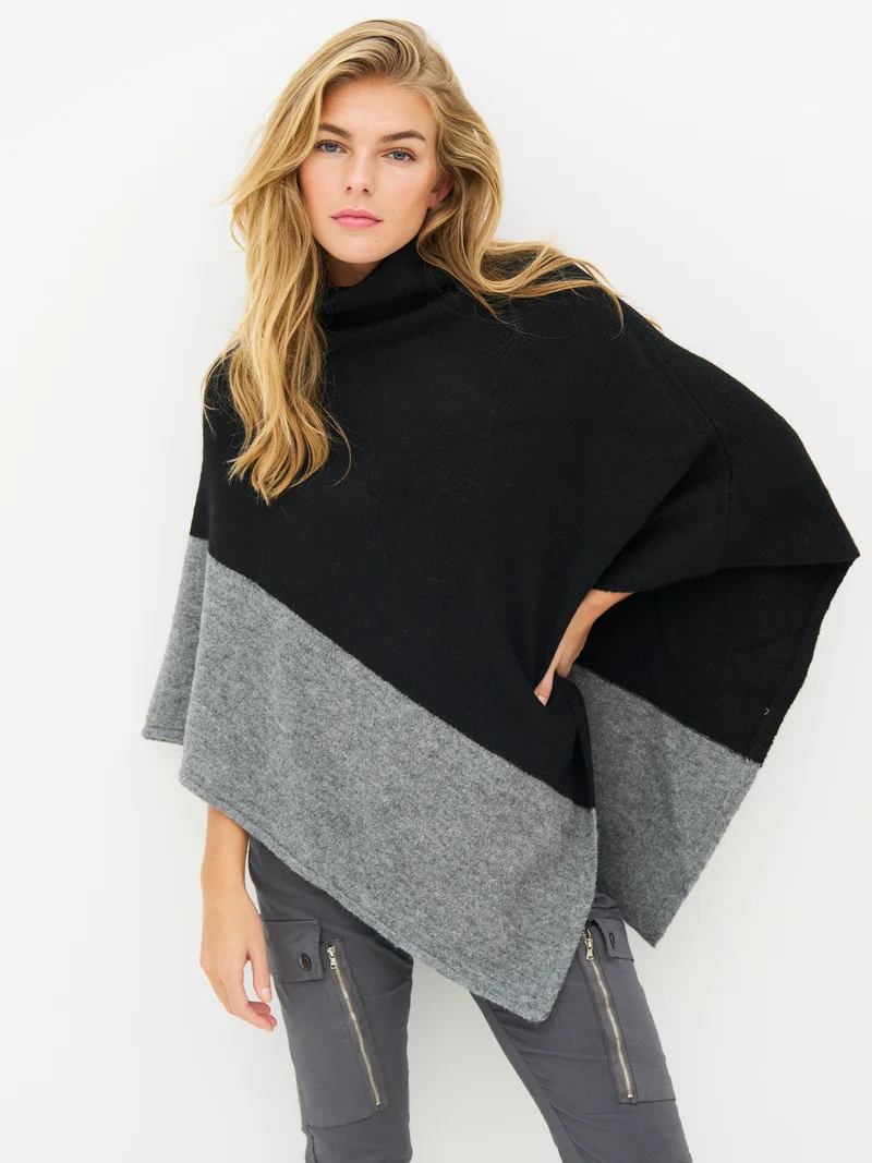 EVE Poncho-Strick - Grey mix