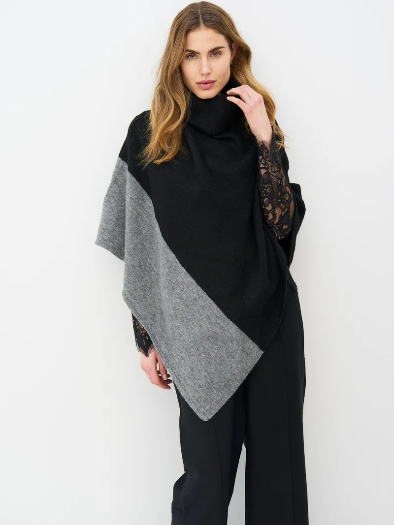 EVE Poncho-Strick - Grey mix
