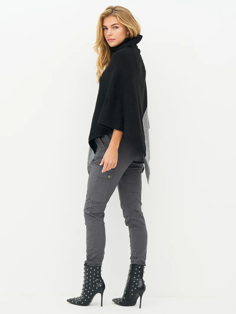 EVE Poncho-Strick - Grey mix