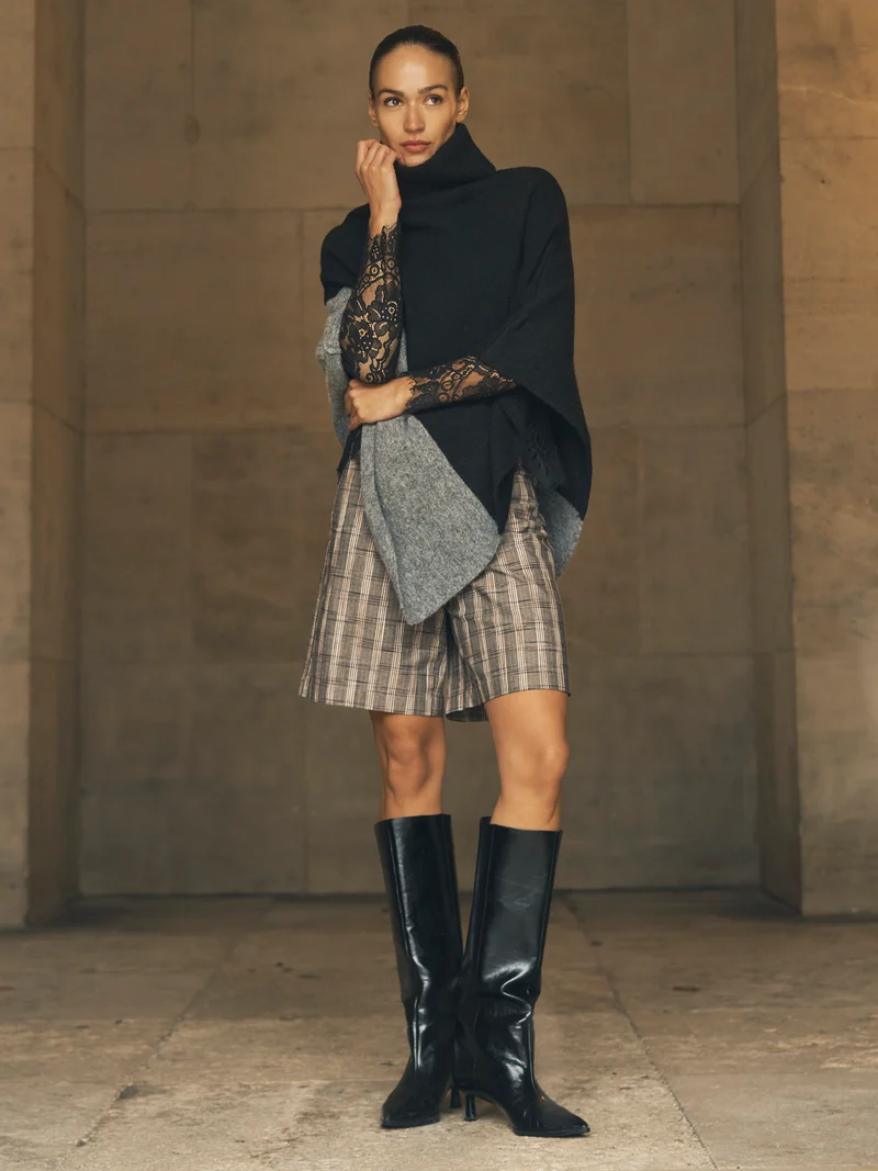 EVE Poncho-Strick - Grey mix