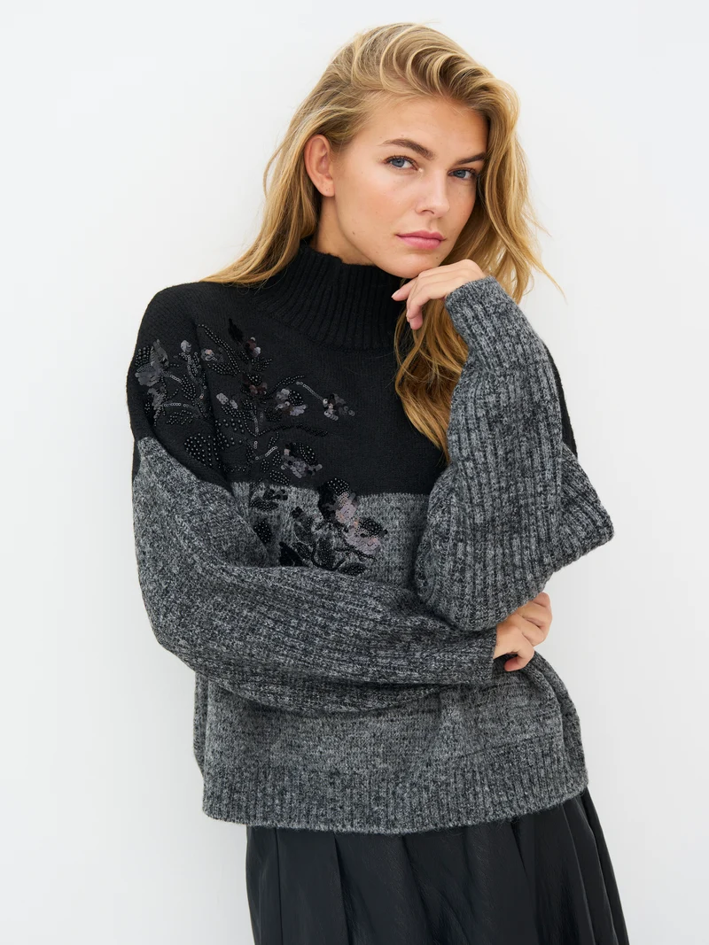 EVE Strickbluse - Grey mix