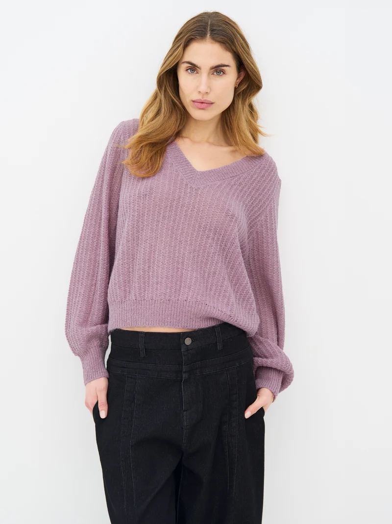 EVANGELINE Bluse Strick - Rose