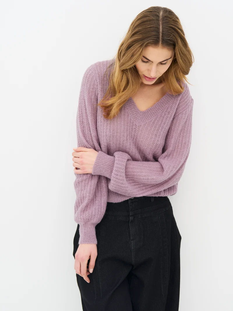EVANGELINE Bluse Strick - Rose