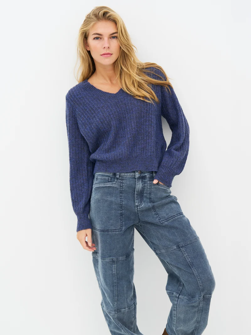 EVANGELINE Bluse Strick - Navy