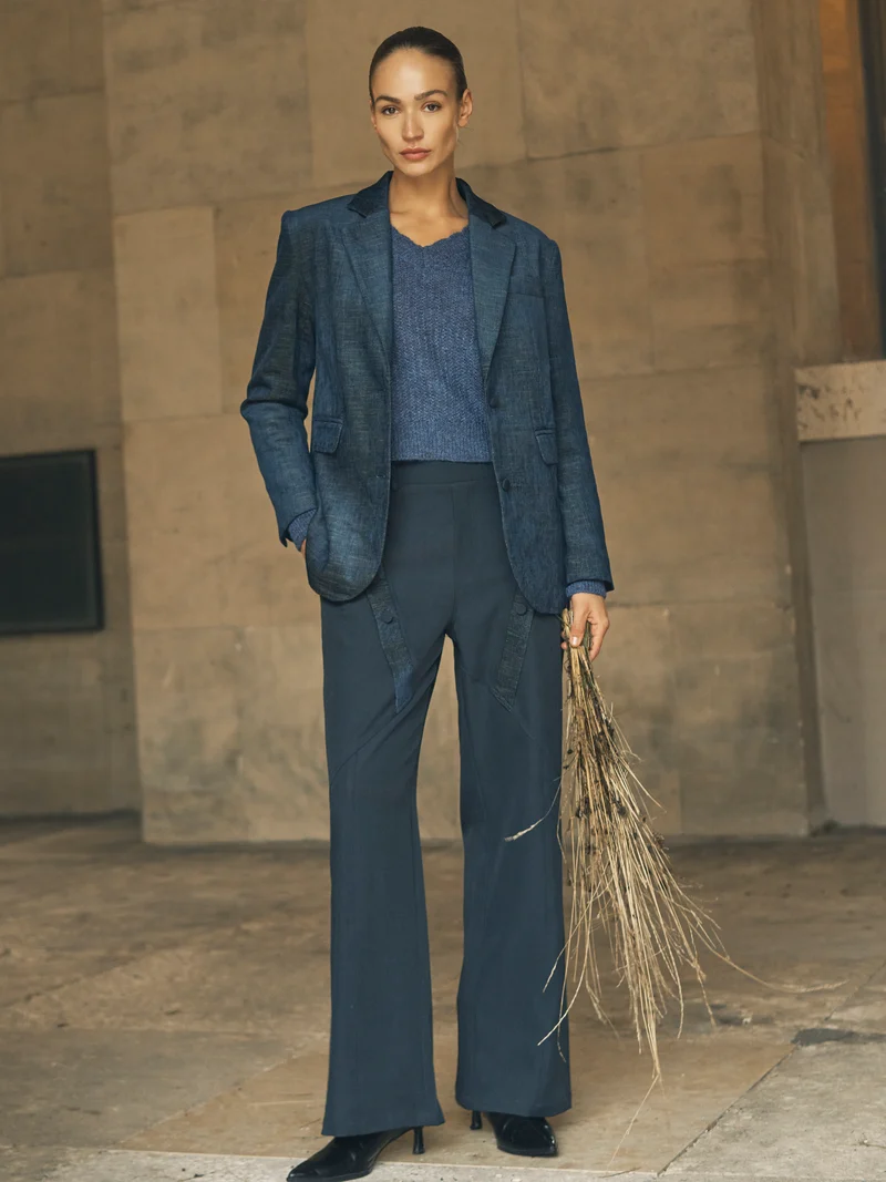 EVANGELINE Bluse Strick - Navy