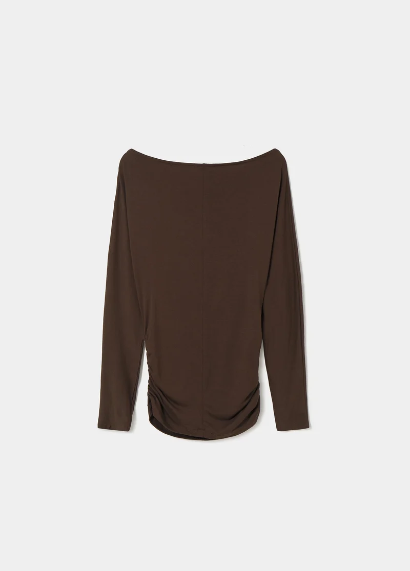 Boat-neck studded T-shirt