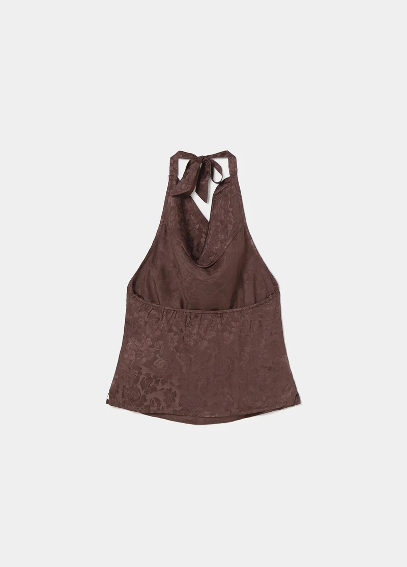 Jacquard-knit halter top