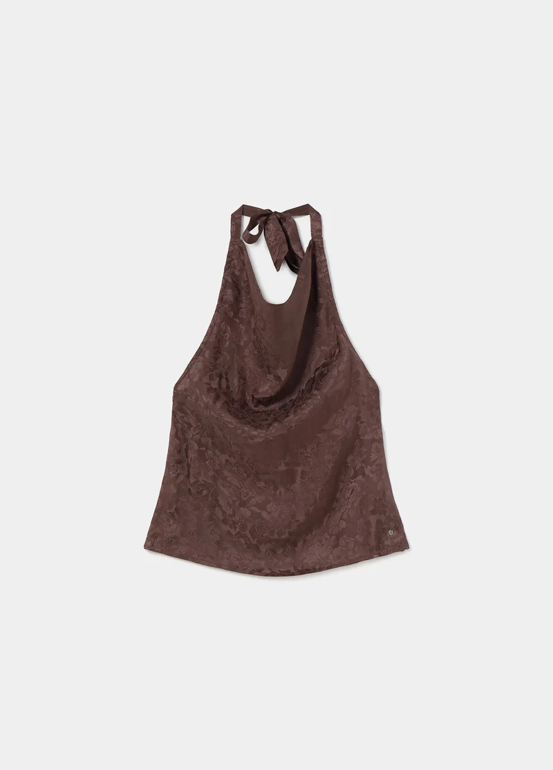 Jacquard-knit halter top