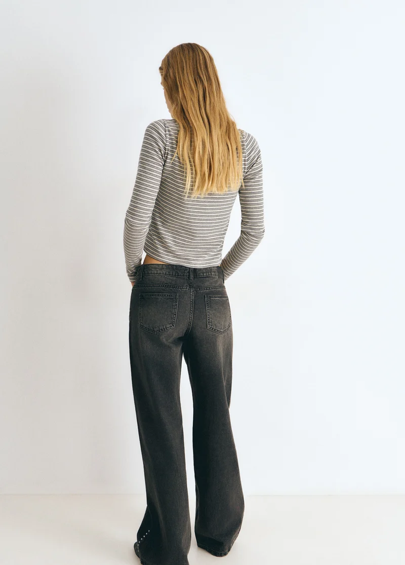 Striped button-up T-shirt