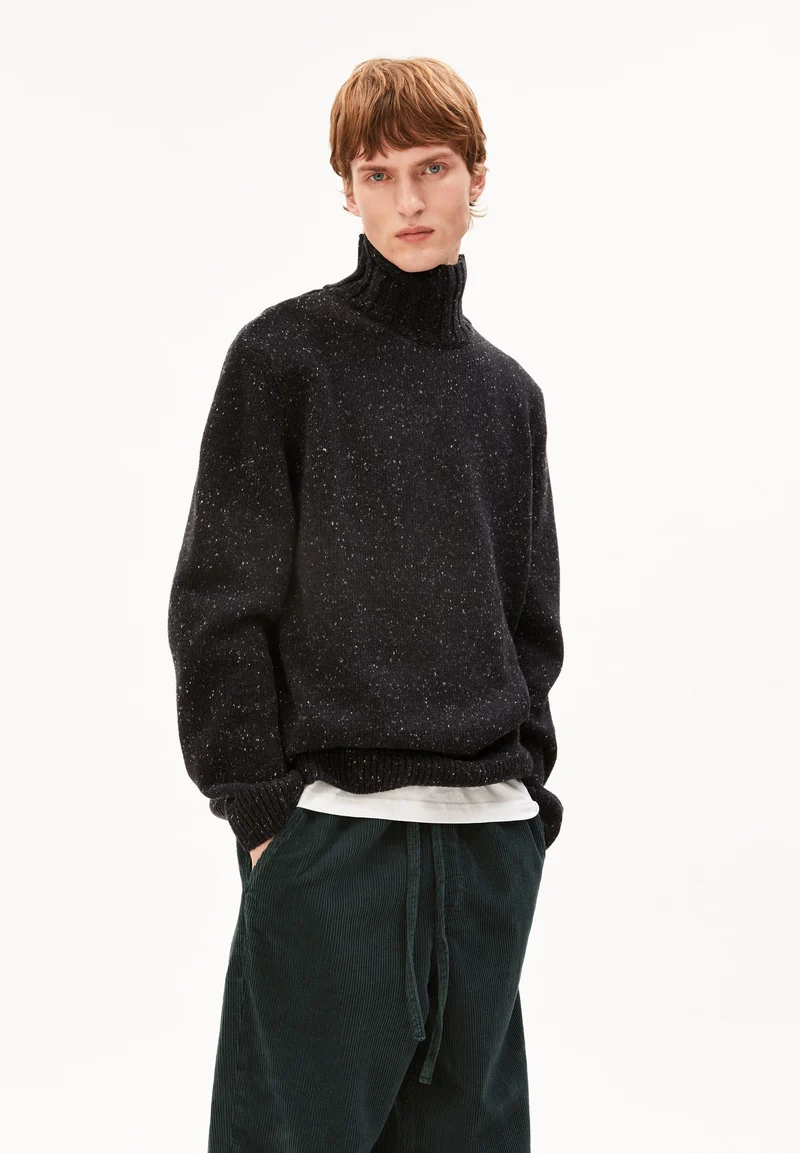 TWEED STRICK-ROLLKRAGENPULLOVER | black