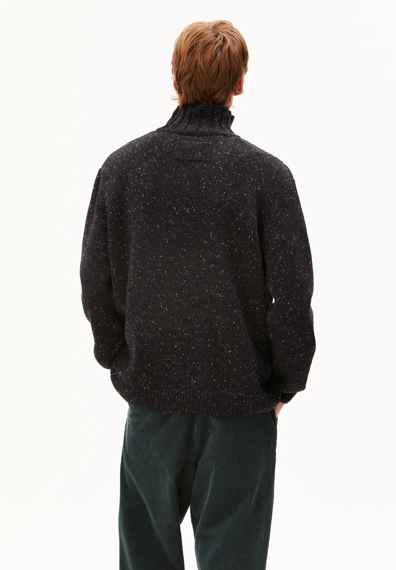 TWEED STRICK-ROLLKRAGENPULLOVER | black