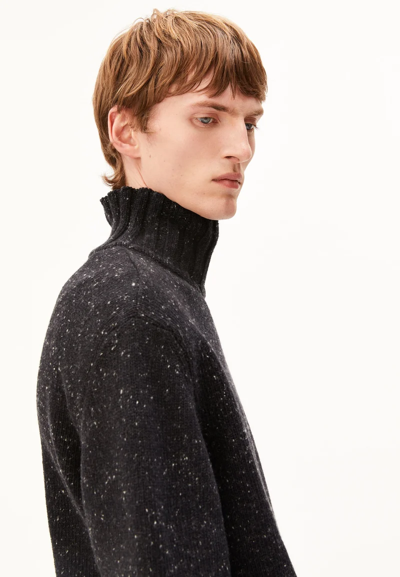 TWEED STRICK-ROLLKRAGENPULLOVER | black