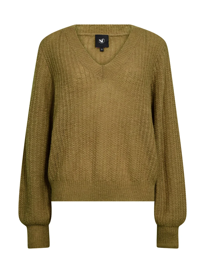 EVANGELINE Bluse Strick - Moss