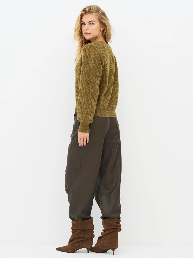 EVANGELINE Bluse Strick - Moss