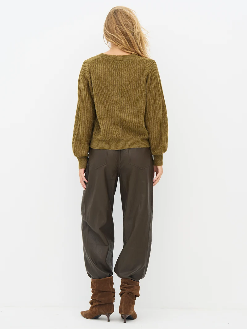 EVANGELINE Bluse Strick - Moss
