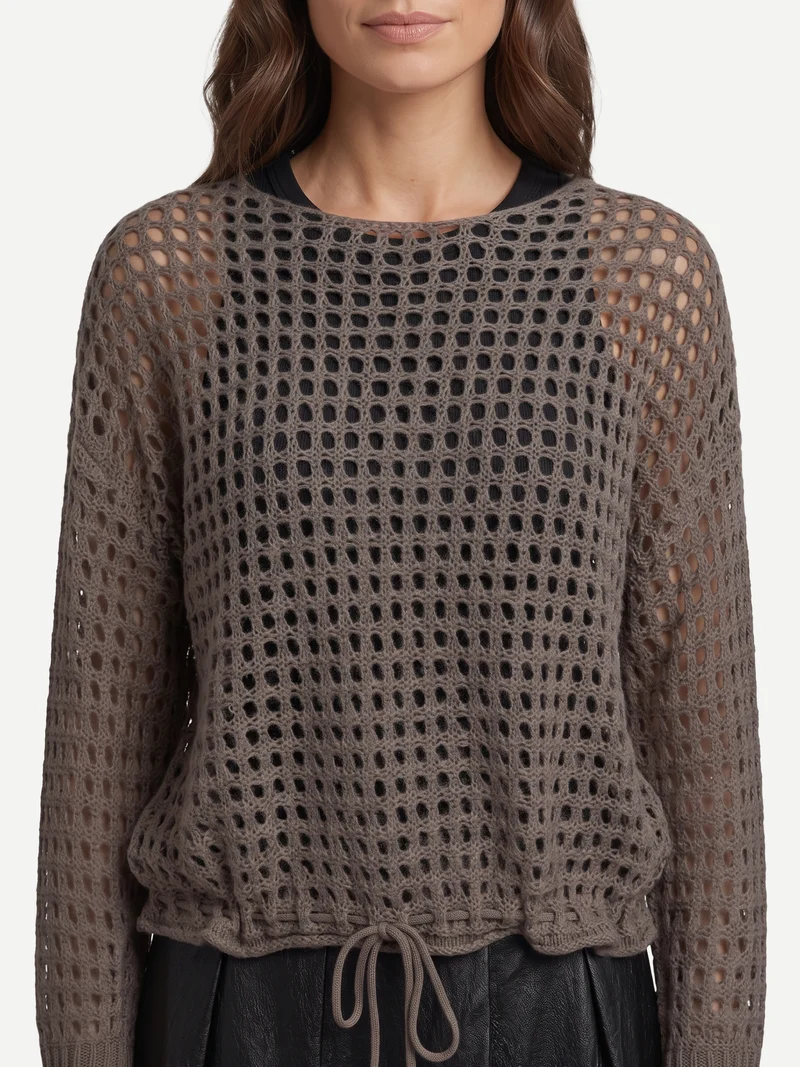 EVALINA Strickbluse - Brown