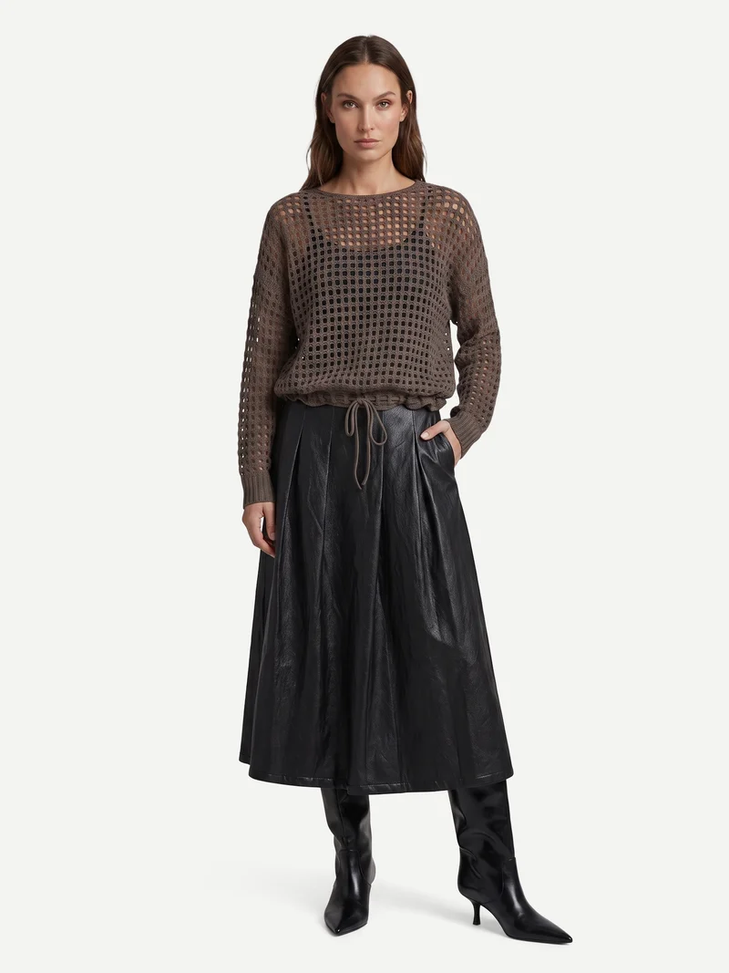EVALINA Strickbluse - Brown
