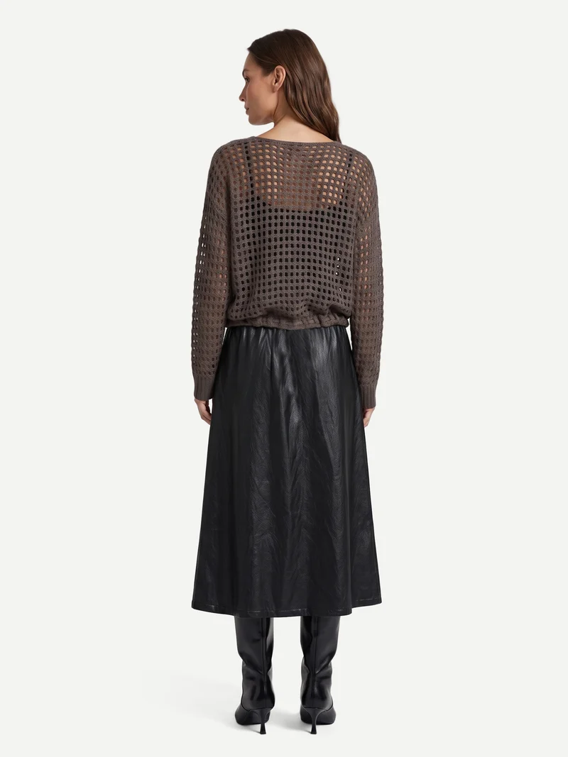 EVALINA Strickbluse - Brown