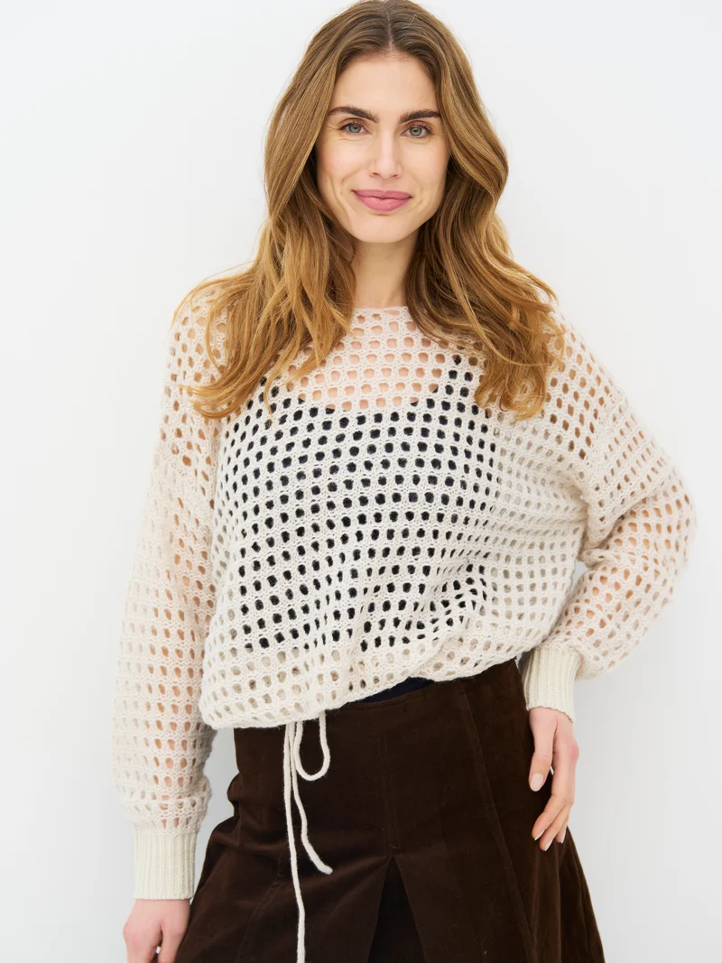 EVALINA Strickbluse - Bone