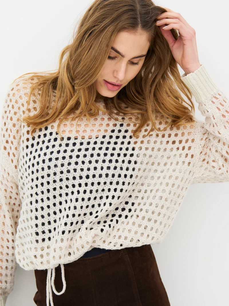 EVALINA Strickbluse - Bone