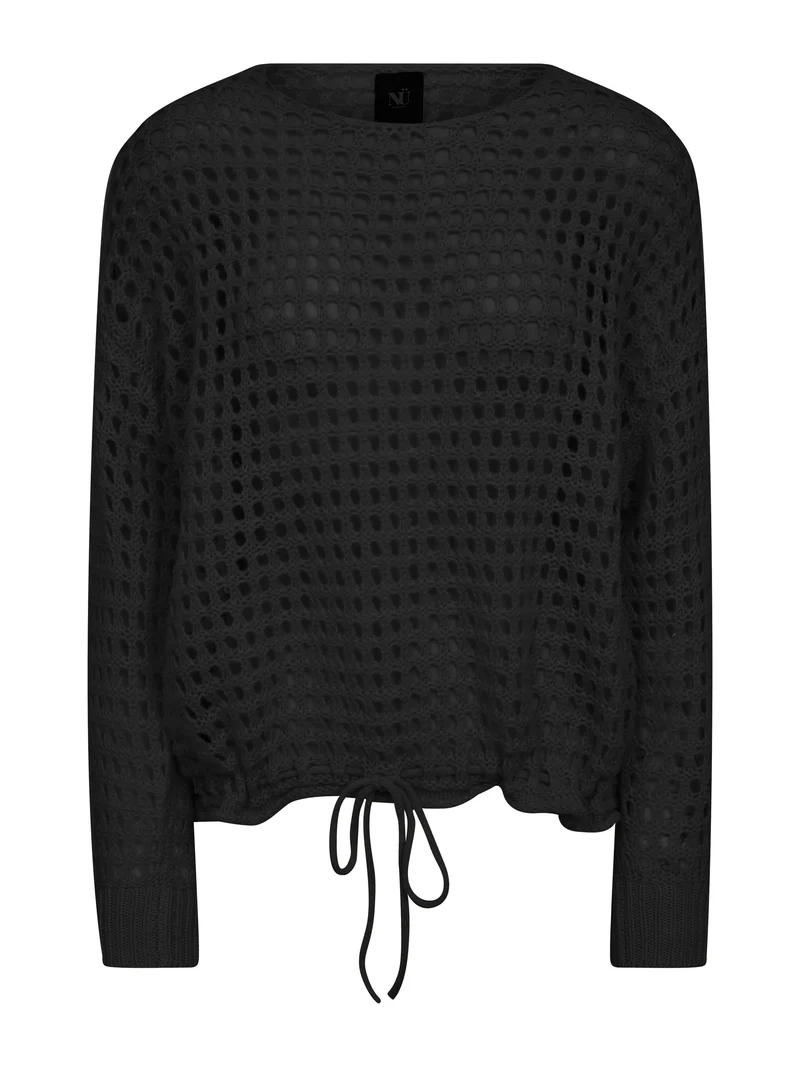 EVALINA Strickbluse - Schwarz