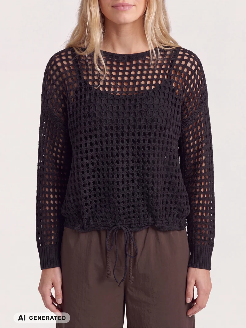 EVALINA Strickbluse - Schwarz