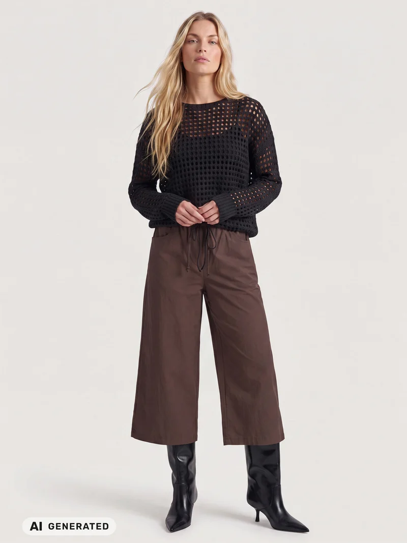 EVALINA Strickbluse - Schwarz