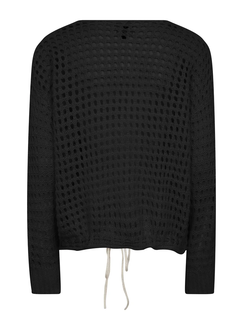 EVALINA Strickbluse - Schwarz