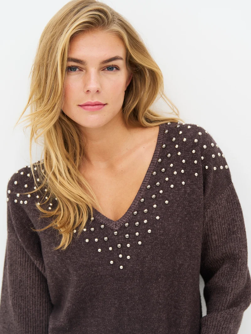 EUGENIA Bluse Gestrickt - Brown Mix